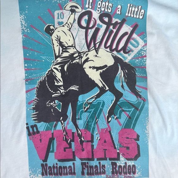 Ranch Swag “It gets a little wild in Vegas National Finals Rodeo” Vneck T-shirt - Picture 3 of 4